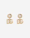 Dolce & Gabbana Drop Earrings With Cabochon Details And Dg Logo In Gold