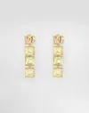 Dolce & Gabbana Drop Earrings With Dg Logo And Rhinestones In Oro