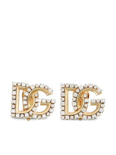 Dolce & Gabbana Women Drop Earrings With Logo In Gold