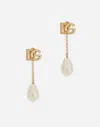 Dolce & Gabbana Dg Logo And Baroque Pearly Clip-on Earrings In Gold