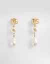 Dolce & Gabbana Drop Earrings With Teardrop Accents, Cabochons And Dg Logo In White