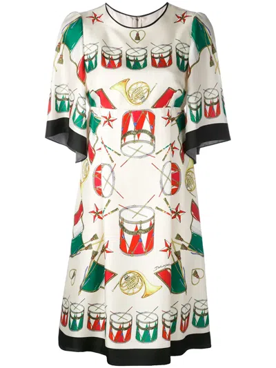 Dolce & Gabbana Drum Print Dress In Neutral
