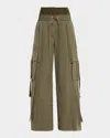 Dolce & Gabbana Dual-waistband Wide-leg Cargo Trousers In Green