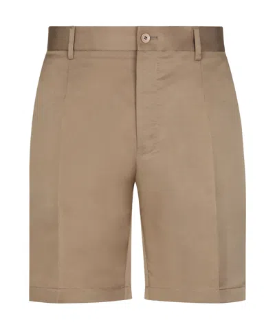 Dolce & Gabbana Duchess Silk Bermuda Shorts In Nude