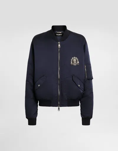 Dolce & Gabbana Duchesse Padded Bomber Jacket In Blue