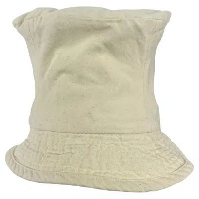 Pre-owned Dolce & Gabbana Early 1990s  Off-white Cotton Extra Tall Bucket Hat M In Sand