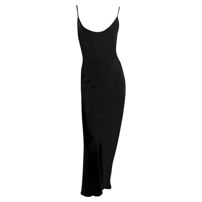Pre-owned Dolce & Gabbana Early 2000s  Black Satin Slip Gown 42it