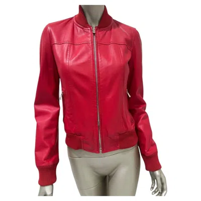 Pre-owned Dolce & Gabbana Early 2000s Red Lambskin Bomber Jacket, It 40, Vintage
