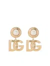 Dolce & Gabbana Drop Earrings With Cabochon Details And Dg Logo In Gold