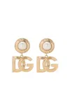 Dolce & Gabbana Gold-tone Clip-on Earrings With Dg Interlocking Logo In Brass Woman In Grey
