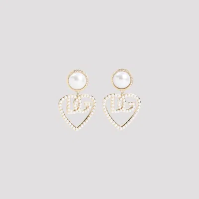 DOLCE & GABBANA HEART PENDANT LOGO EARRINGS