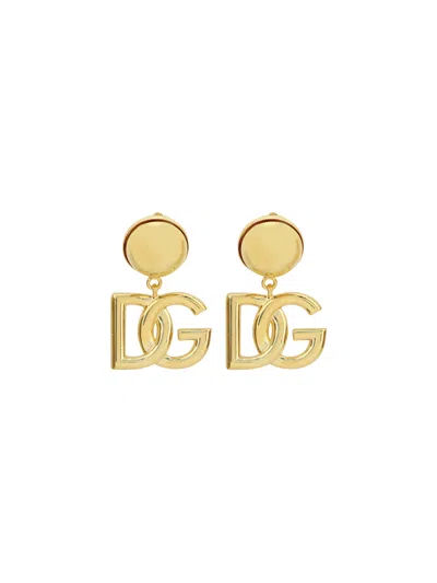 Dolce & Gabbana Crystal Logo Earrings In Gold