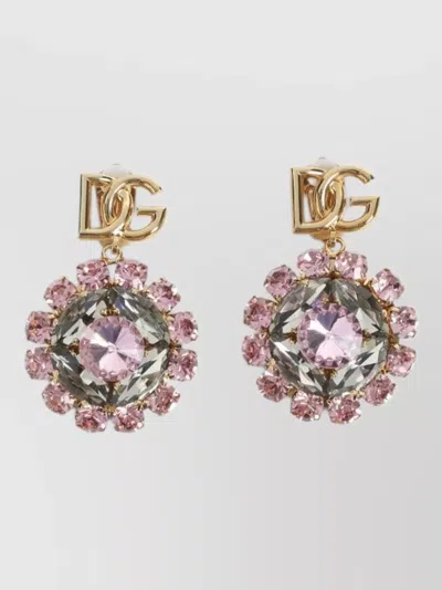 Dolce & Gabbana Earrings Gold Tone Gemstone Embellishments