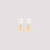 Dolce & Gabbana Metallic Finish Earrings With Pearl Accent