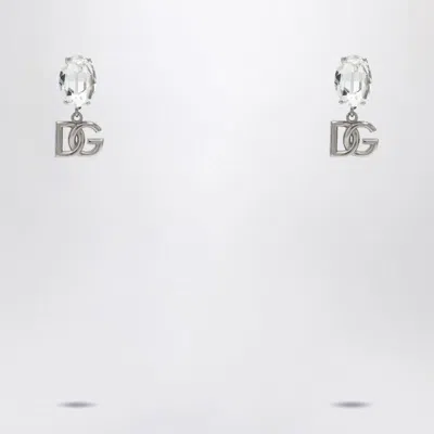 DOLCE & GABBANA DOLCE & GABBANA  EARRINGS WITH CRYSTAL AND SILVER DG LOGO