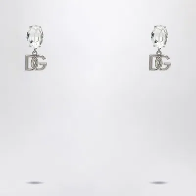 Dolce & Gabbana Earrings With Crystal And Silver Dg Logo
