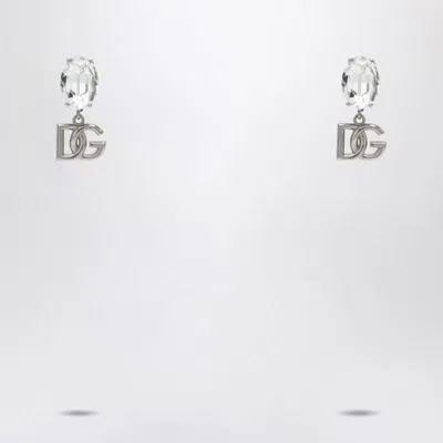 Dolce & Gabbana Earrings With Crystal And Silver Dg Logo