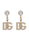 Dolce & Gabbana Dg Logo Pendant Earrings With Rhinestones Accessories In Metallic