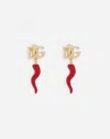 Dolce & Gabbana Earrings With Dg Logo And Horn In Gold
