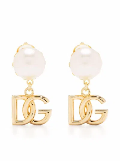 DOLCE & GABBANA DOLCE & GABBANA EARRINGS WITH DG LOGO AND PEARL ACCESSORIES