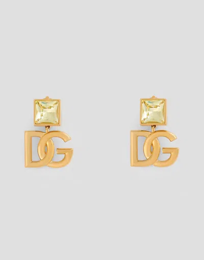 Dolce & Gabbana Earrings With Dg Logo And Rhinestones In Oro