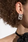 Dolce & Gabbana Rhinestone Earrings With Logo In Silver
