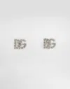 Dolce & Gabbana Earrings With Rhinestone-detailed Dg Logo In Silver