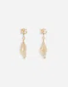Dolce & Gabbana Earrings With Rhinestone-detailed Shell And Dg Logo In Gold