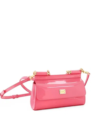 Pre-owned Dolce & Gabbana East West Miss Sicily Bag Patent Small Satchel In Pink