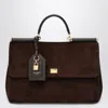 Dolce & Gabbana Ebony Suede Large Bag My Sicily In Brown