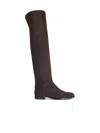 Dolce & Gabbana Dg Logo Knee-high Suede Boots In Brown
