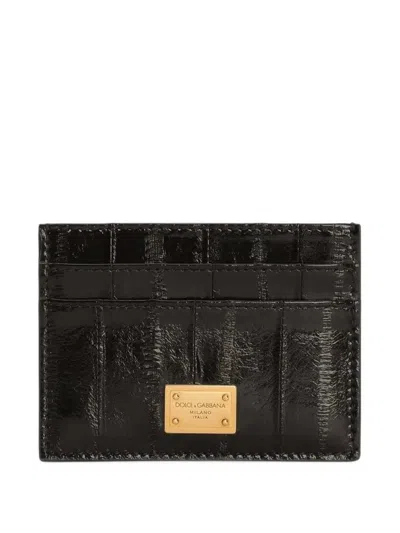 Dolce & Gabbana Eel Skin Card Holder In Black
