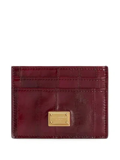 Dolce & Gabbana Eel Skin Card Holder In Red