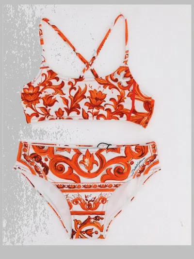 Dolce & Gabbana Elastane Blend Top And Slip Set In Orange