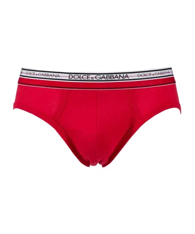 Dolce & Gabbana Elastic Waist Briefs In Red