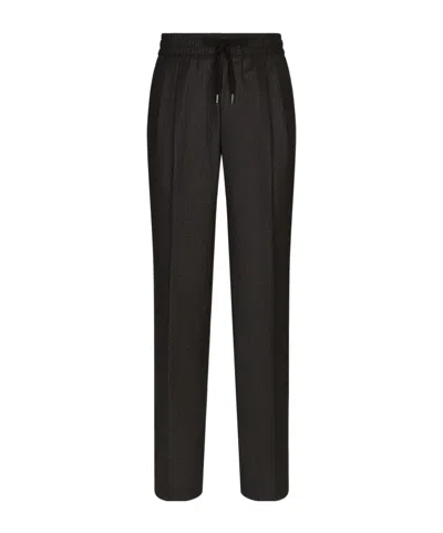 Dolce & Gabbana Elastic Waist Casual Pants In Grey