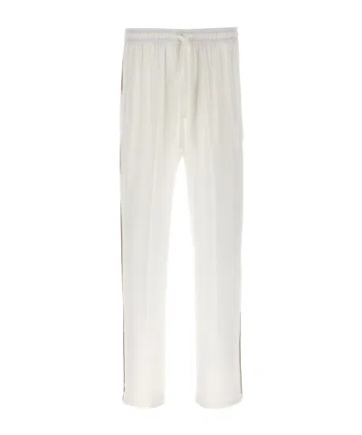 Dolce & Gabbana Silk Trousers With Back Pocket And Side Stripe In White