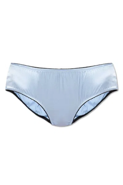 Dolce & Gabbana Scallop-edge Satin Briefs In Blue