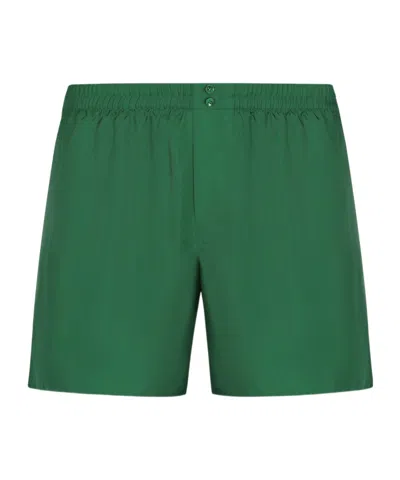 Dolce & Gabbana Straight-leg Silk Boxers In Green