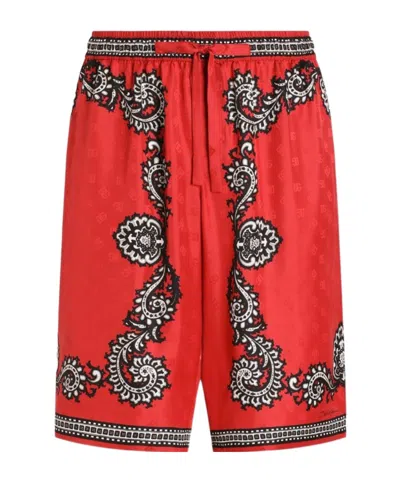 Dolce & Gabbana Elastic Waist Shorts In Red