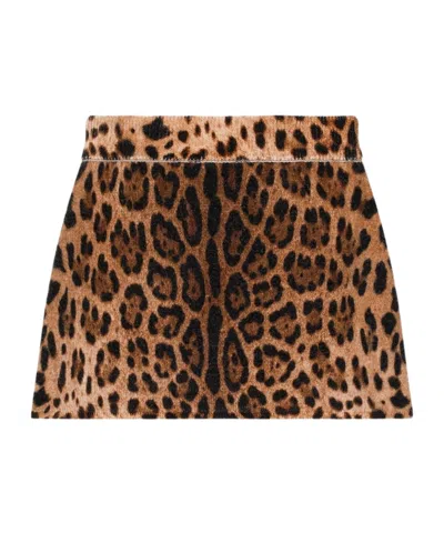 Dolce & Gabbana Elastic Waist Skirt In Animal Print