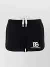 Dolce & Gabbana Shorts In Jersey Di Cotone Con Ricamo Logo Dg In Black