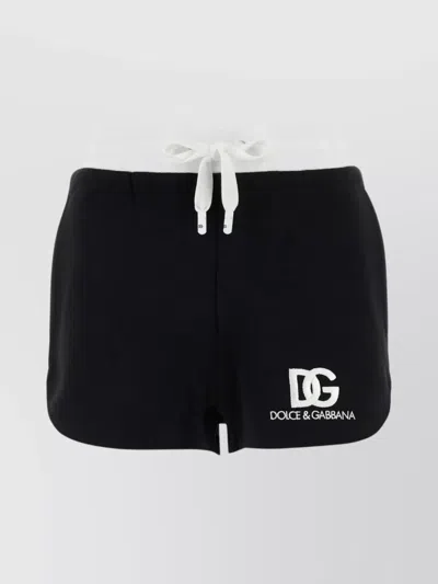 DOLCE & GABBANA COTTON HIGH-RISE LOGO-EMBROIDERED SHORT SHORTS