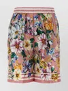 Dolce & Gabbana Elastic Waistband Floral Bermuda Shorts With Drawstring