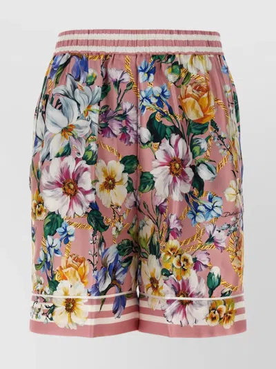 DOLCE & GABBANA ELASTIC WAISTBAND FLORAL BERMUDA SHORTS WITH DRAWSTRING