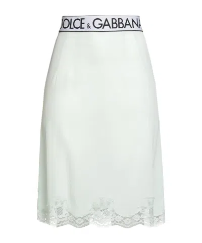 Dolce & Gabbana Elasticated Midi Skirt In Gray