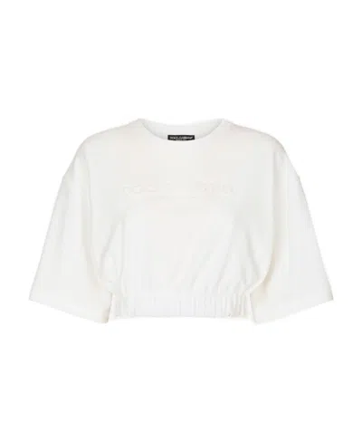 DOLCE & GABBANA DOLCE  GABBANA LOGO PRINTED CHENILLE TOP