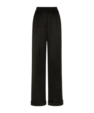 Dolce & Gabbana Elasticated-waistband Silk Trousers In Black