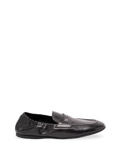 Dolce & Gabbana Elastic-back Loafers In Black