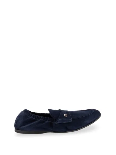 Dolce & Gabbana Elastic-back Loafers In Blue